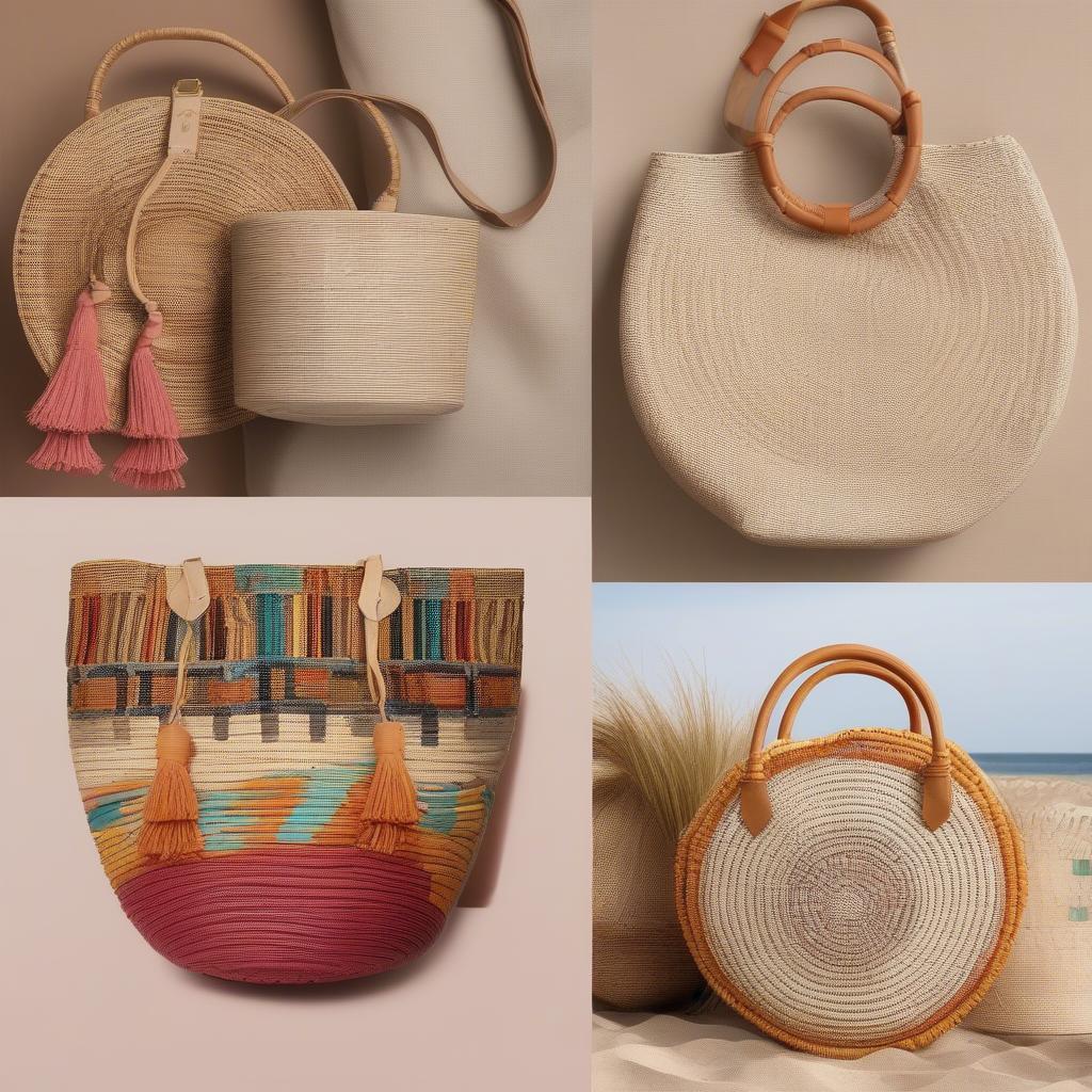 Variety of Etsy Round Woven Bags