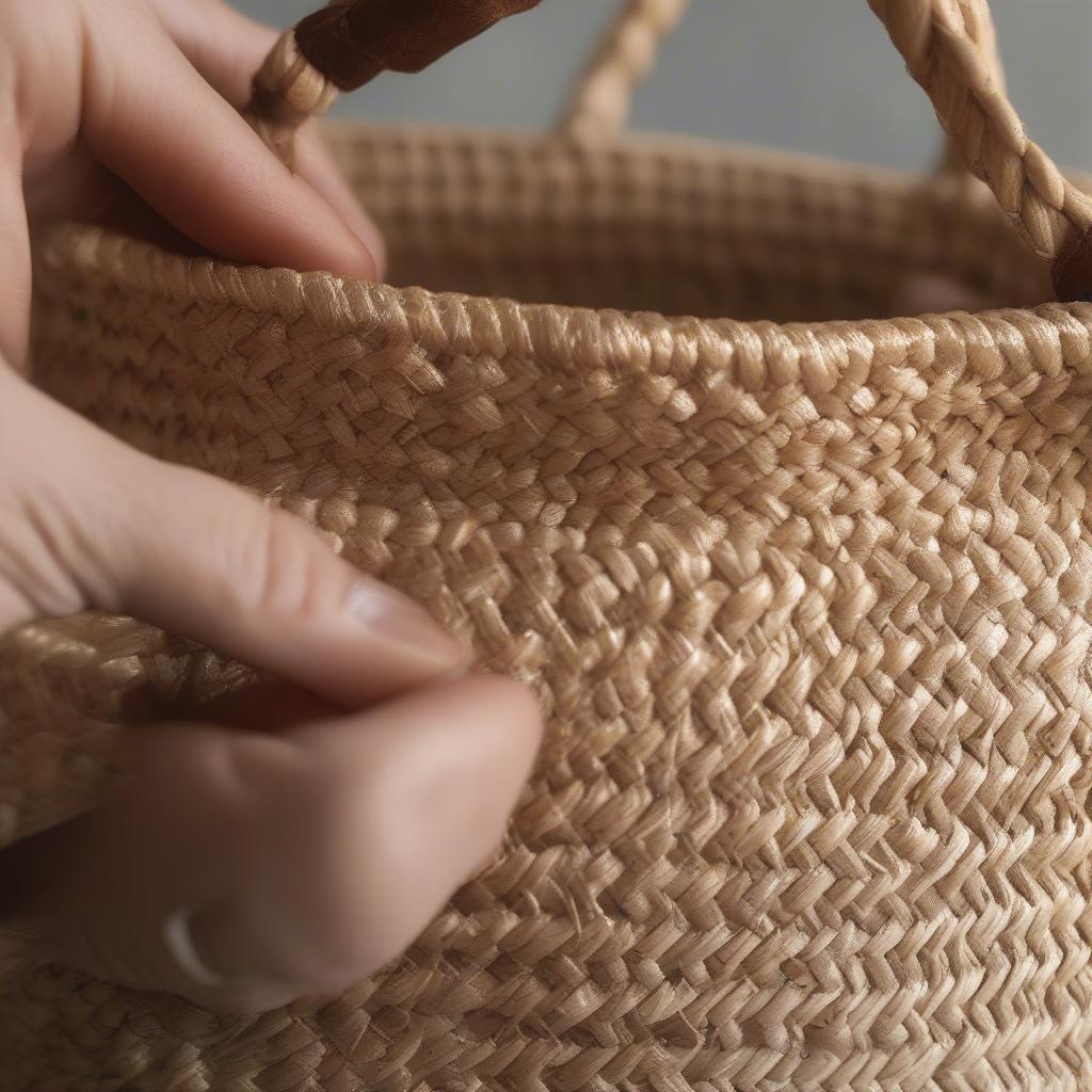 Inspecting the Quality of a Woven Straw Bag