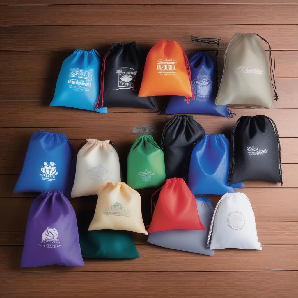 Variety of Evergreen Non-Woven Drawstring Bags