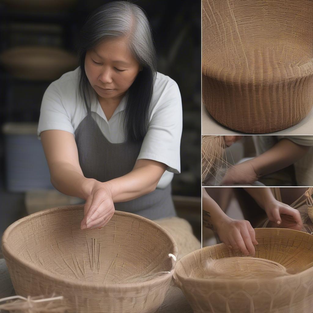 Expert Basket Weaver Demonstrating Techniques