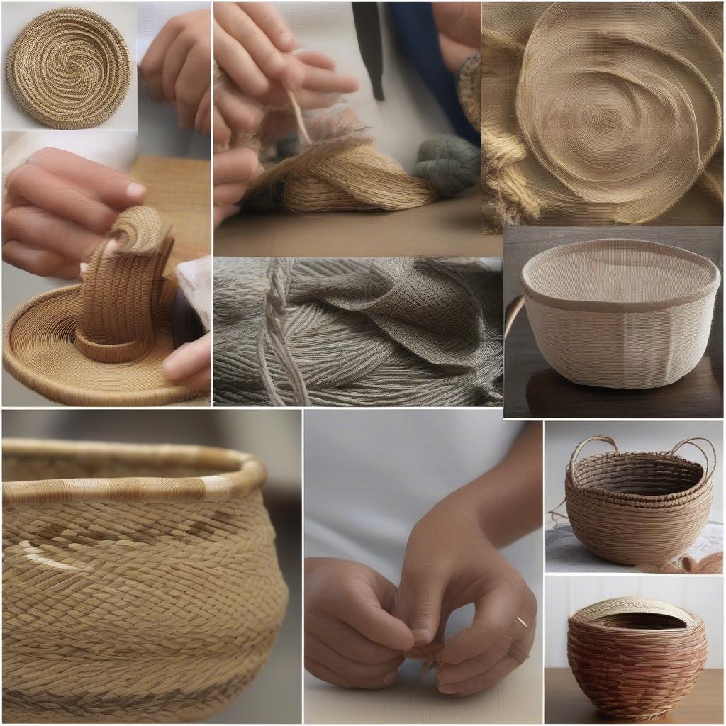 Exploring various basket weaving techniques, including coiling, twining, and wickerwork