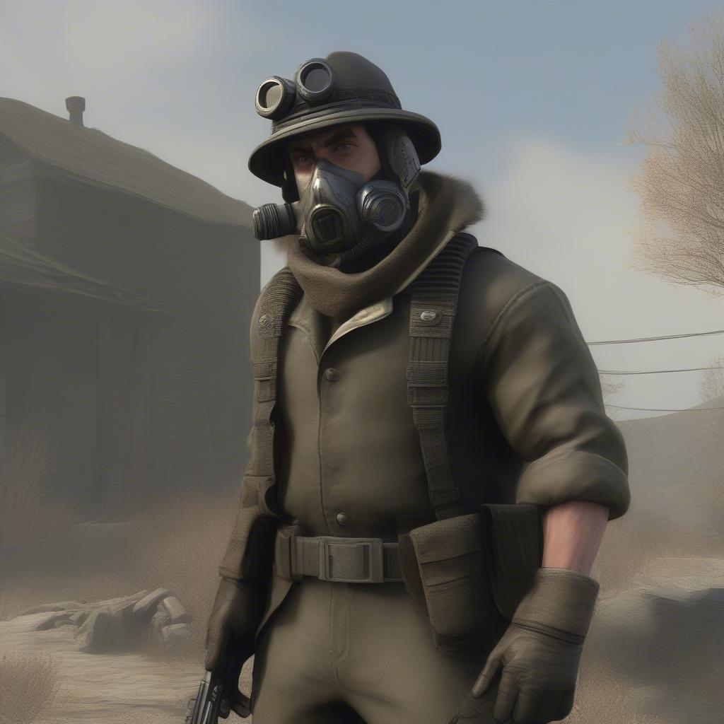 Fallout Character Wearing a Ballistic Weave Hat