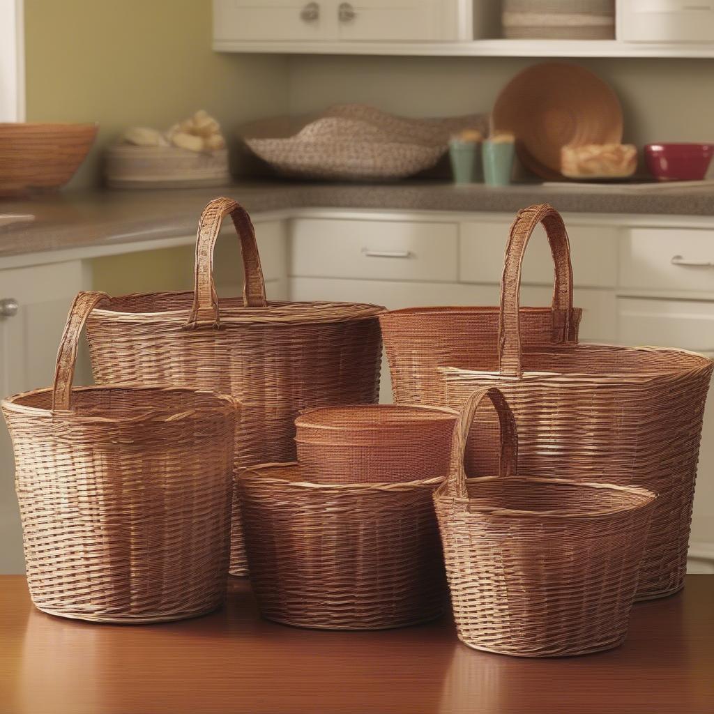 Various Family Dollar Weave Baskets on Display