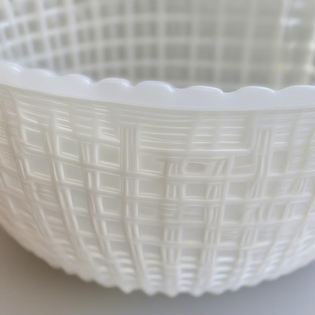 Antique Fenton Basket Weave Milk Glass Bowl