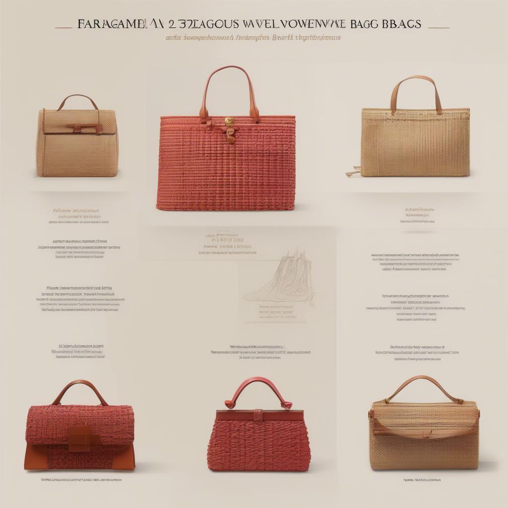 Ferragamo Woven Bag History: A timeline showcasing the evolution of Ferragamo's woven bag designs, from early inspirations to contemporary styles.