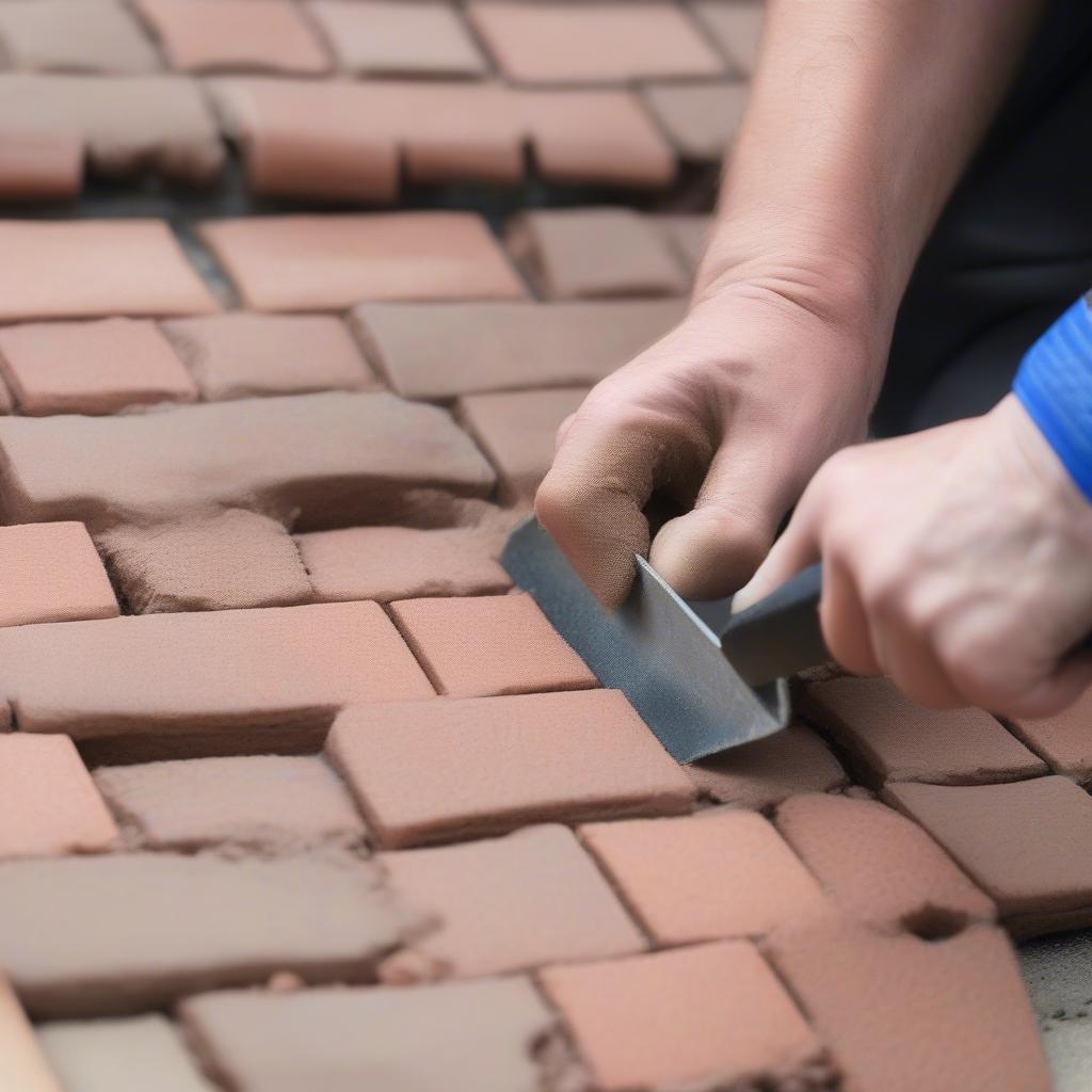 Filling Gaps in a Basket Weave Walkway