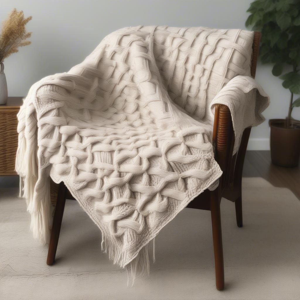 A Finished Basket Weave Afghan