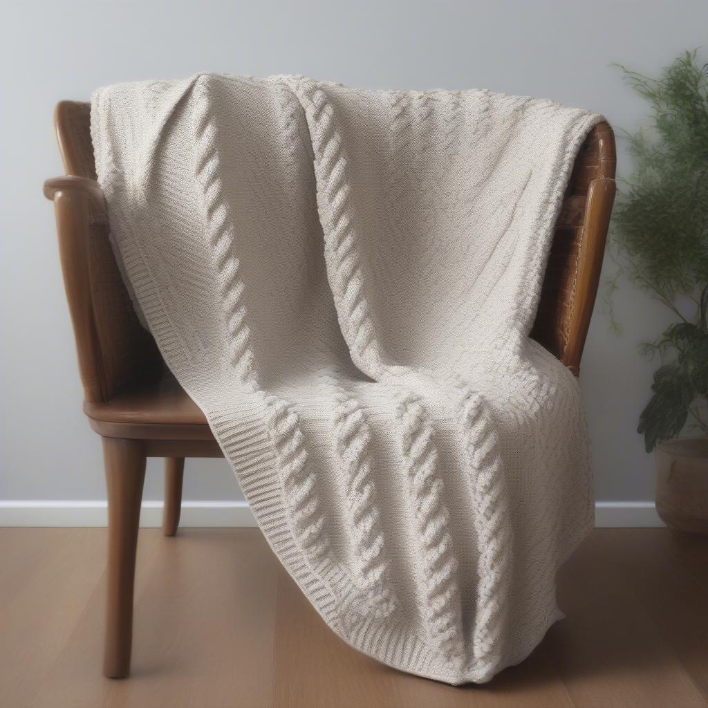 A Finished Knitted Basket Weave Blanket