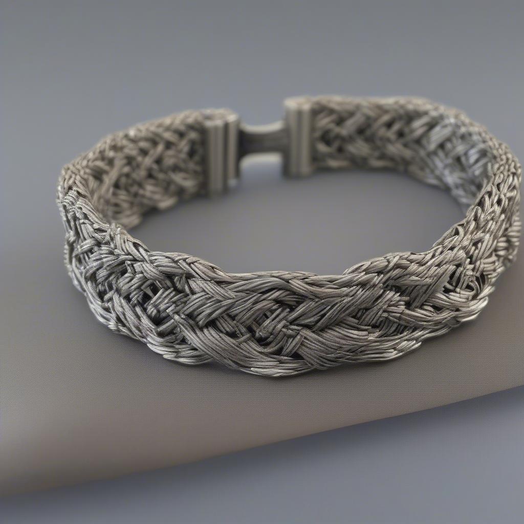 Finished Basket Weave Bracelet: A beautifully crafted bracelet showcasing the intricate basket weave pattern.