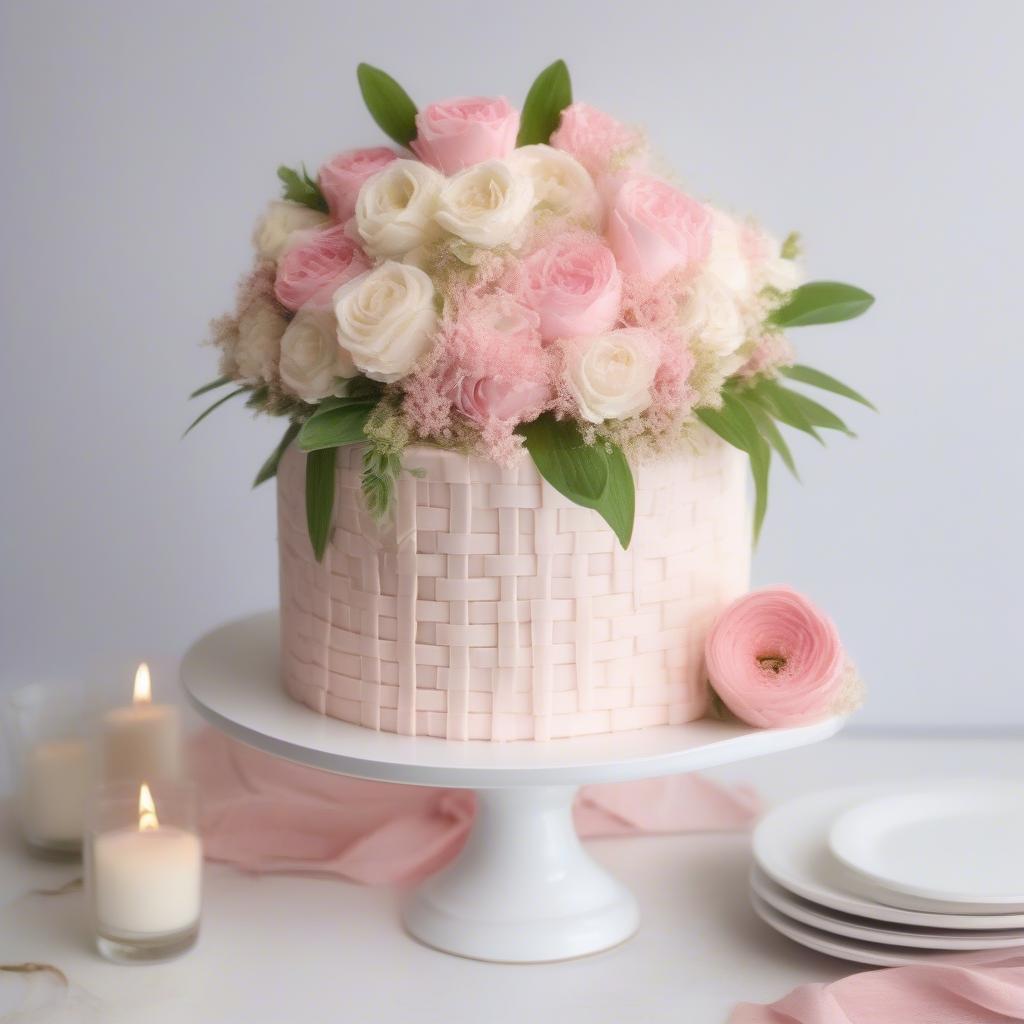 A finished basket weave cake.