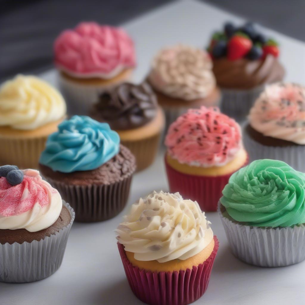 Beautifully decorated cupcakes with basket weave icing