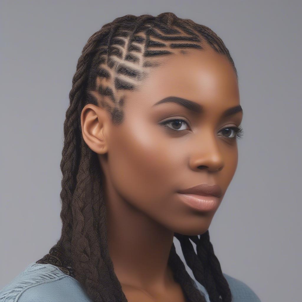 A Finished Basket Weave Hairstyle on Short Locs