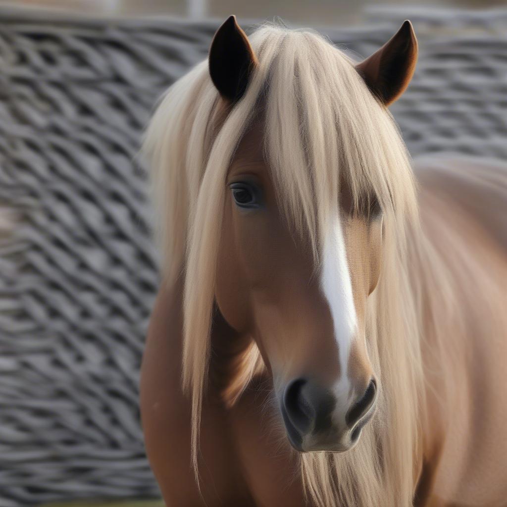 A horse with a finished basket weave mane braid