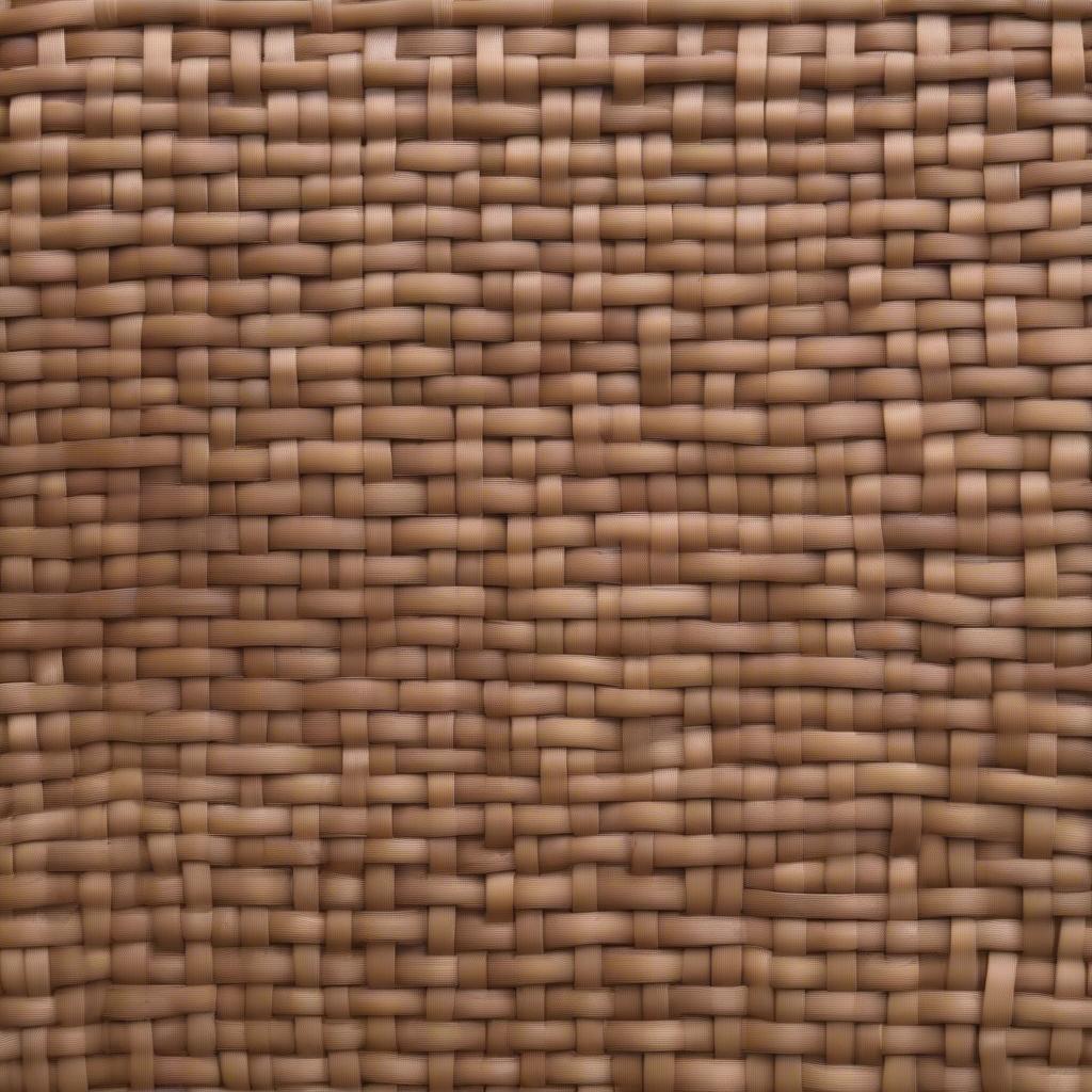 A completed basket showcasing the basket weave brick pattern, highlighting its texture and overall appearance.