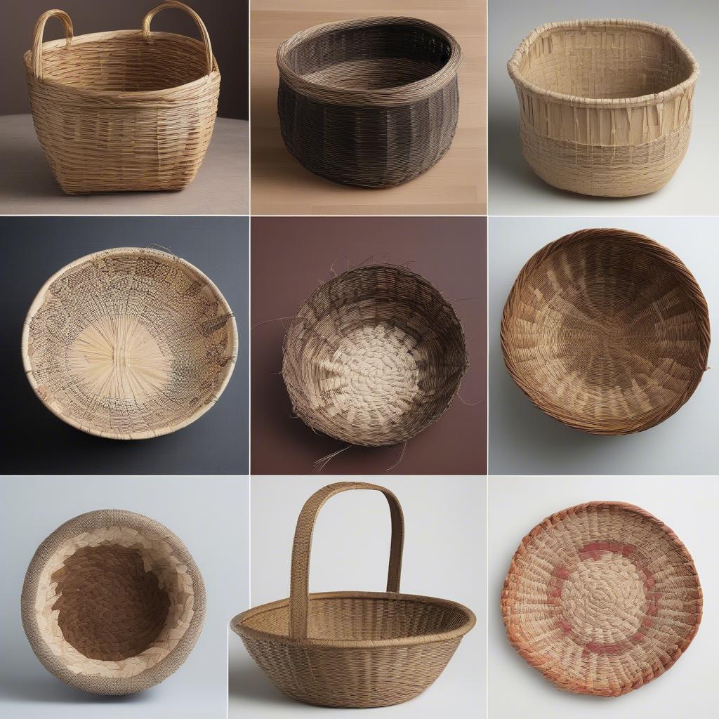 Finished Baskets Made with Various Fibers