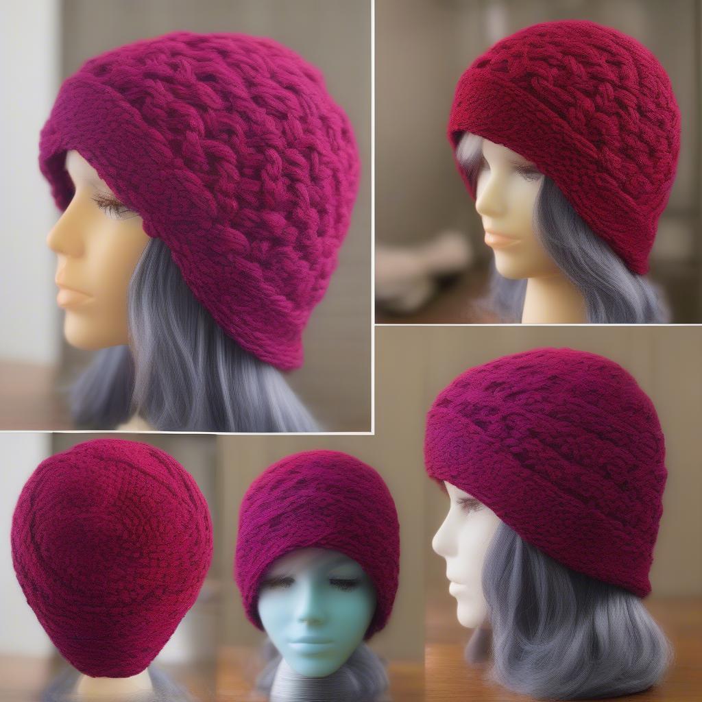 A Finished Crochet Basket Weave Stitch Beanie