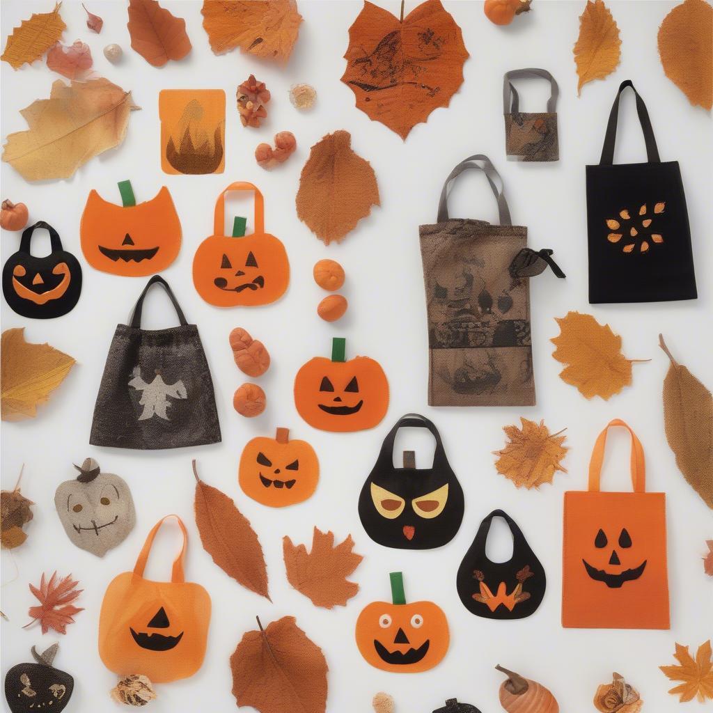 Finished decorated non-woven polypropylene bags with various fall themes