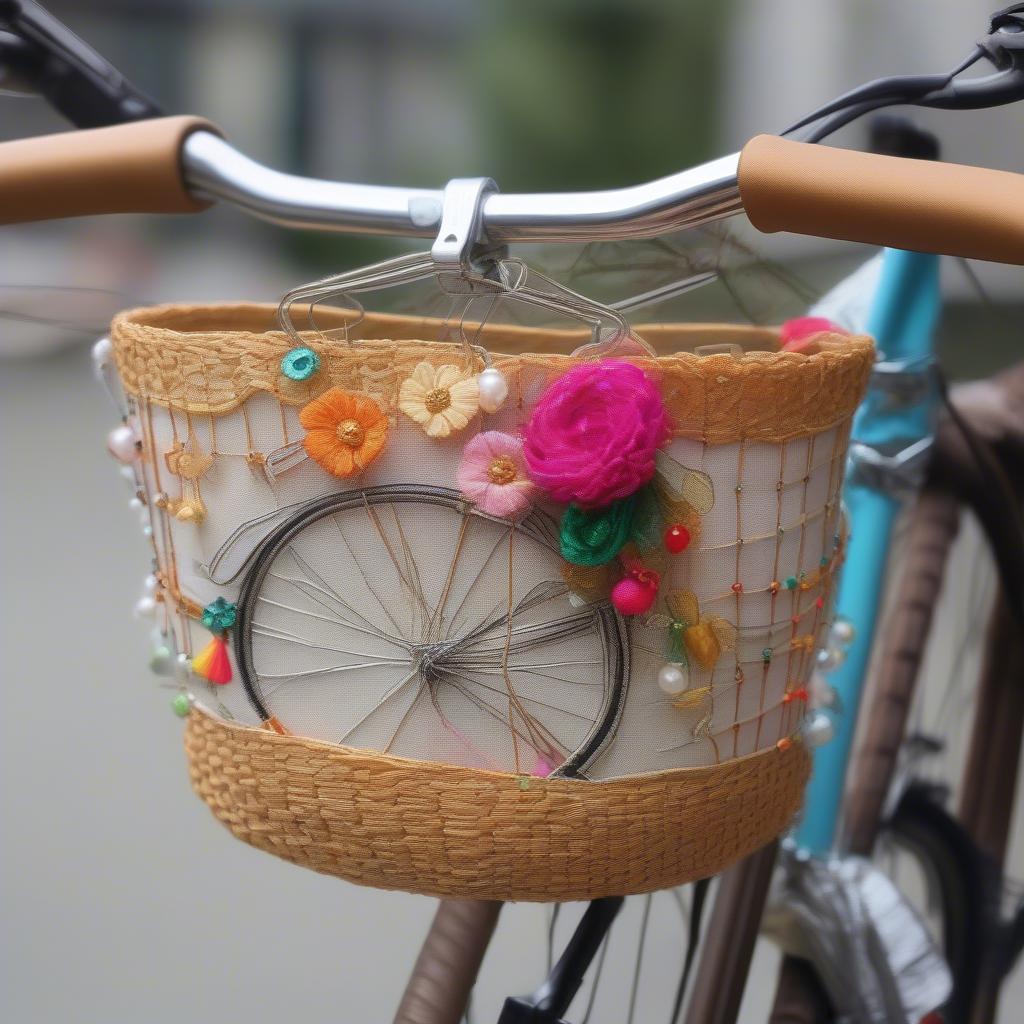 Finished Decorated Wire Bike Basket