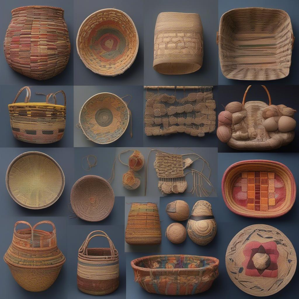 Examples of Finished Elaborate Woven Baskets