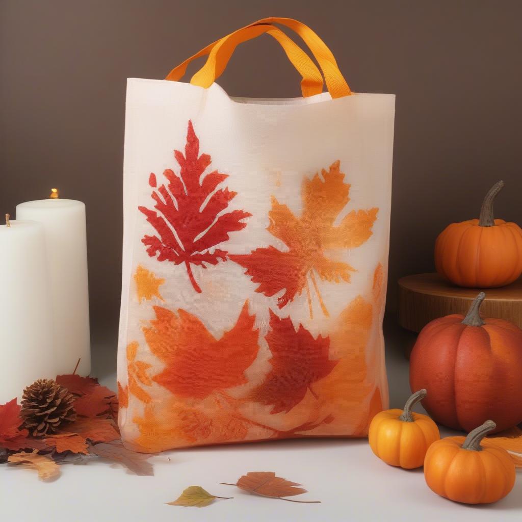 Finished Fall Stenciled Polypropylene Bag