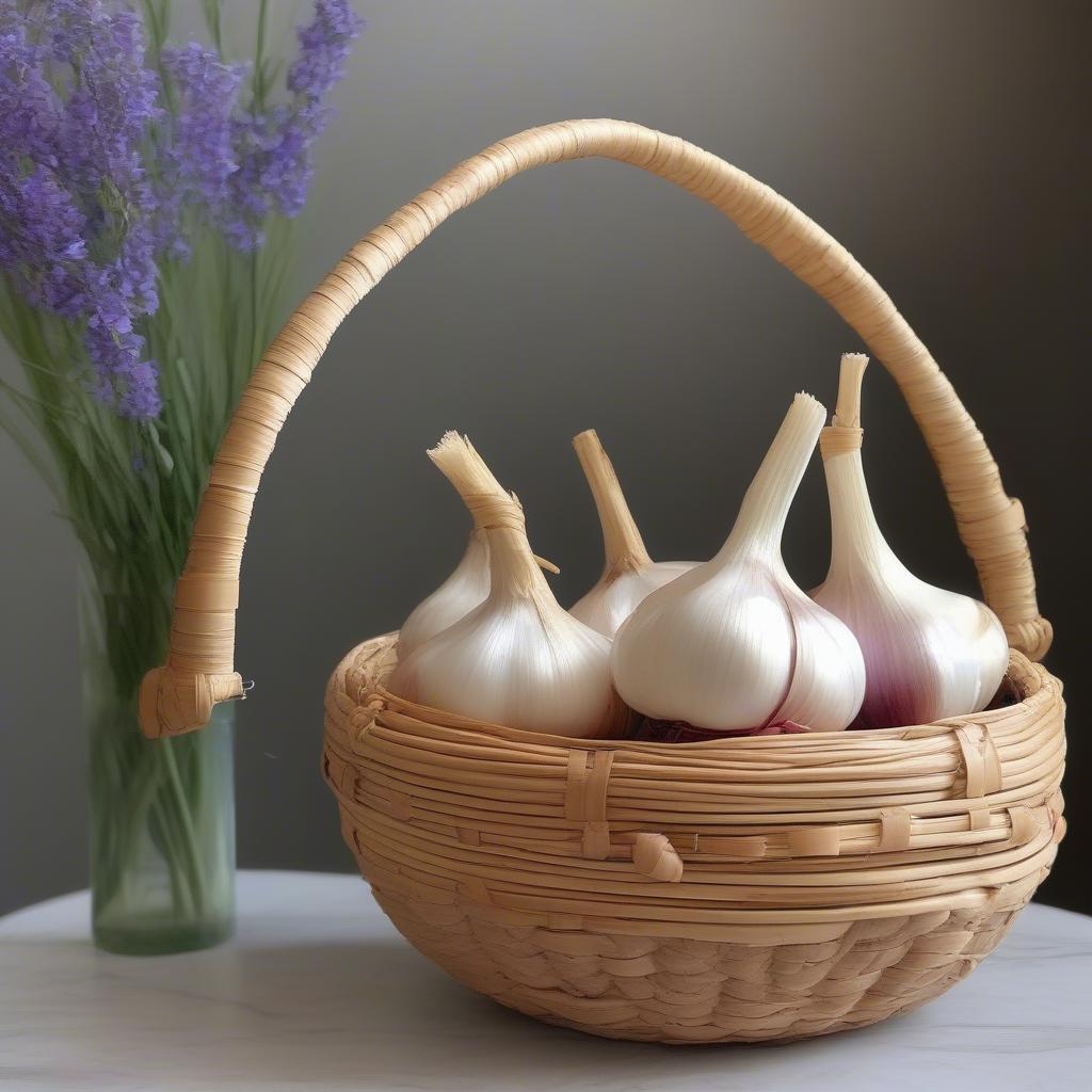 Finished Garlic Basket with Decorative Touches