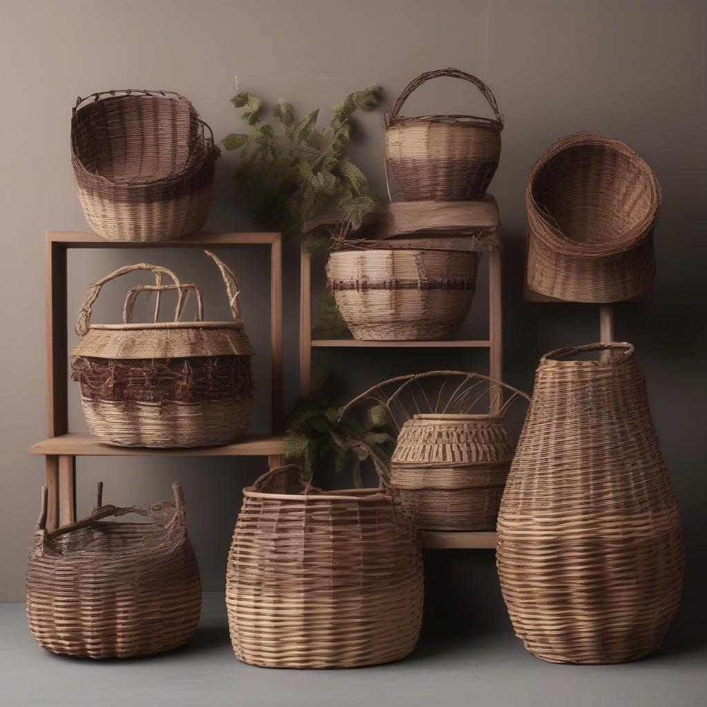 Finished Grapevine Baskets in Various Styles