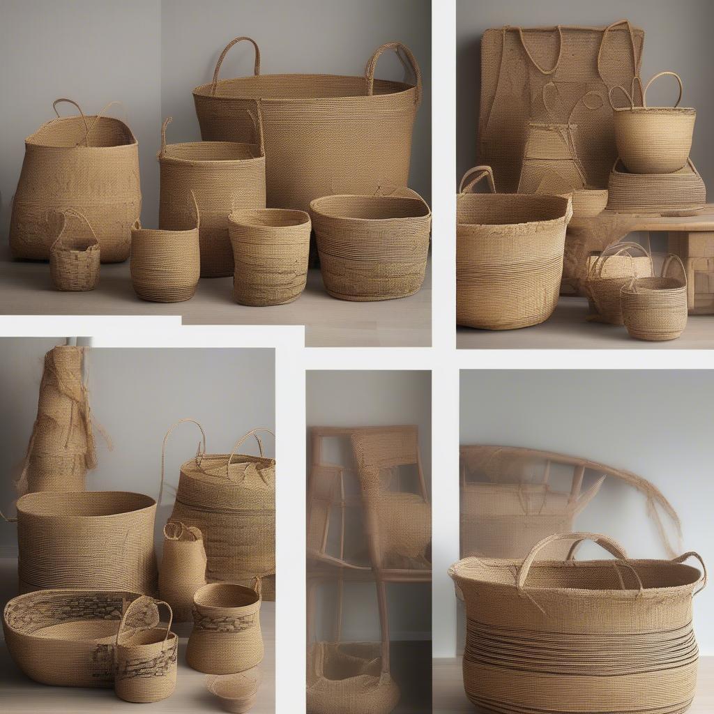 Finished Kudzu Baskets in Various Designs