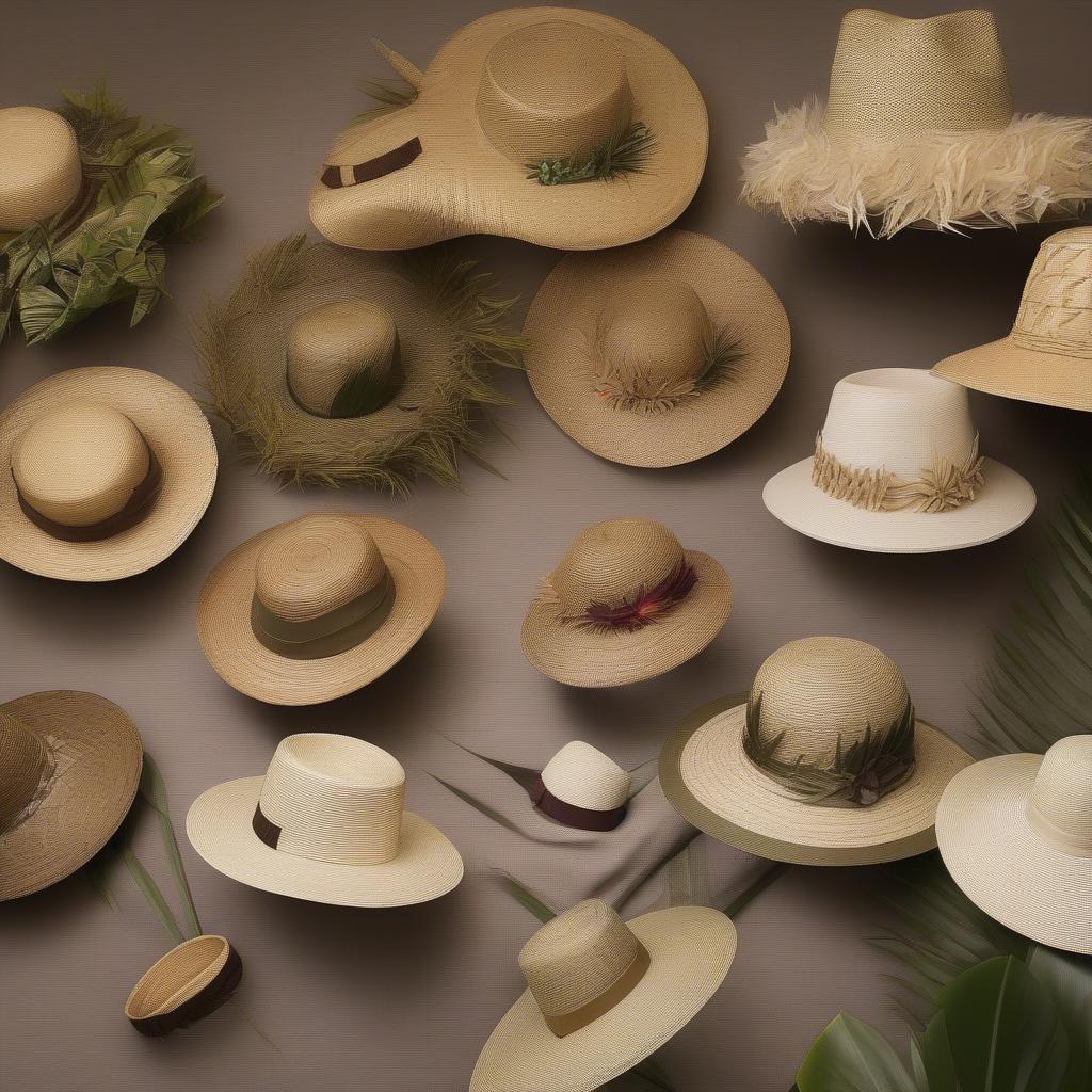 Finished Lauhala Hats on Display