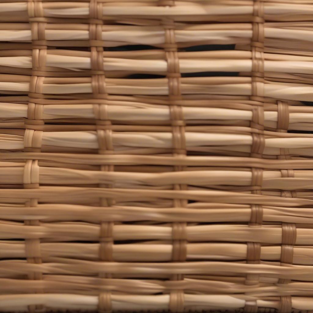 A finished maple basket woven with flat reed