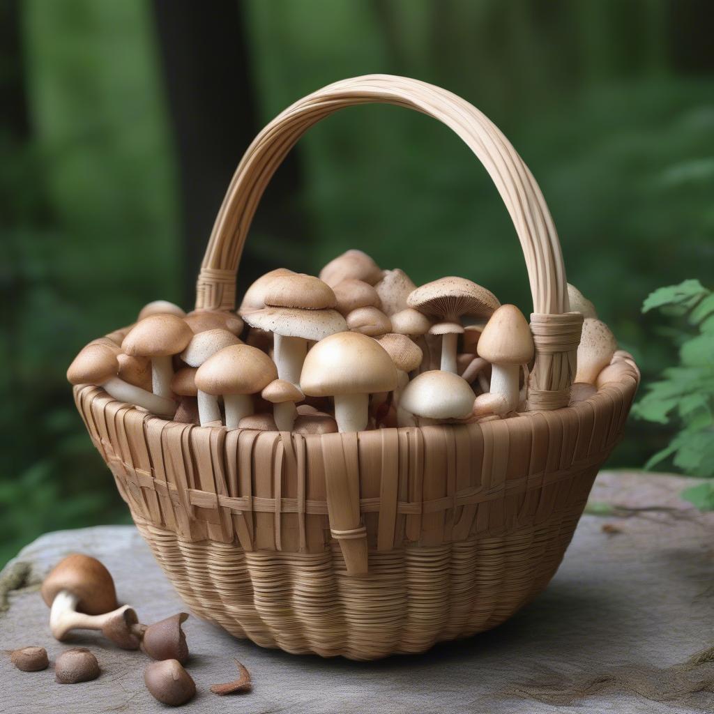 Finished Mushroom Basket with Handle