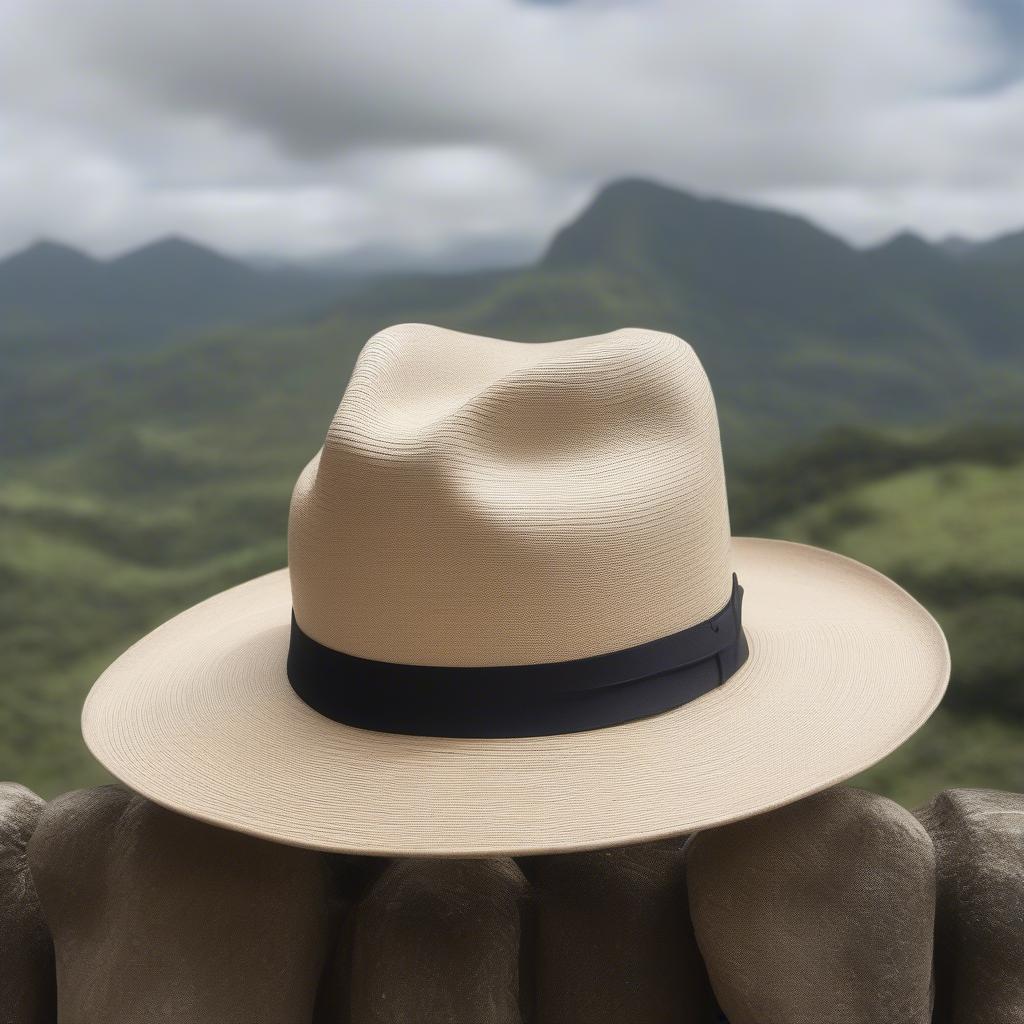 A finished Panama hat in Ecuador