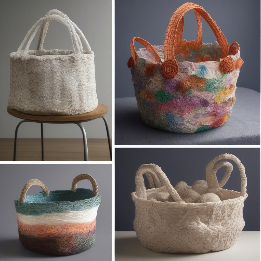 Variety of Finished Plastic Bag Baskets