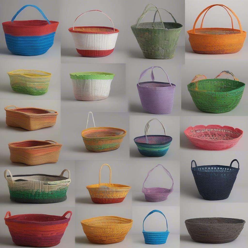 Finished Plastic Bag Baskets in Various Designs