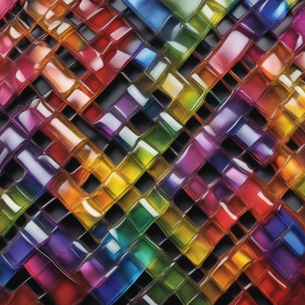 Finished Rainbow Glass Basket Weave Art