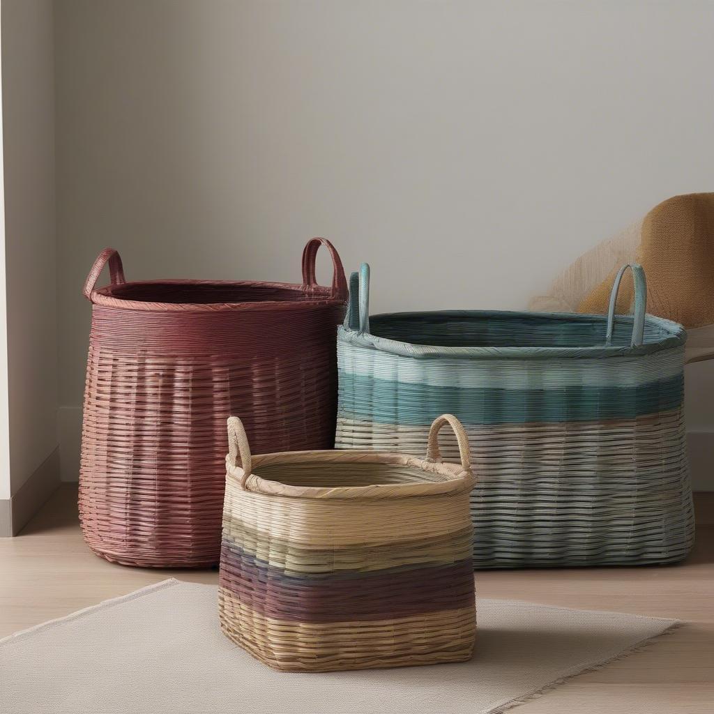 Examples of Finished Spray Painted Wicker Baskets