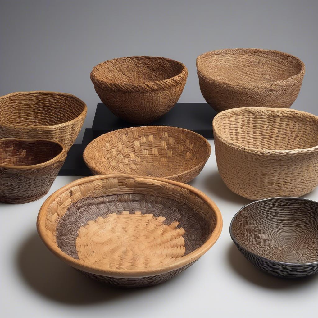 Finished Turned Basket Weave Bowls