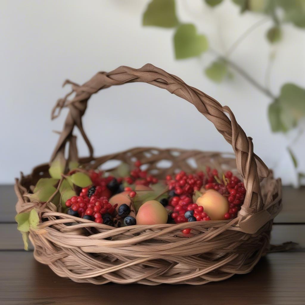 Finished vine basket with handles