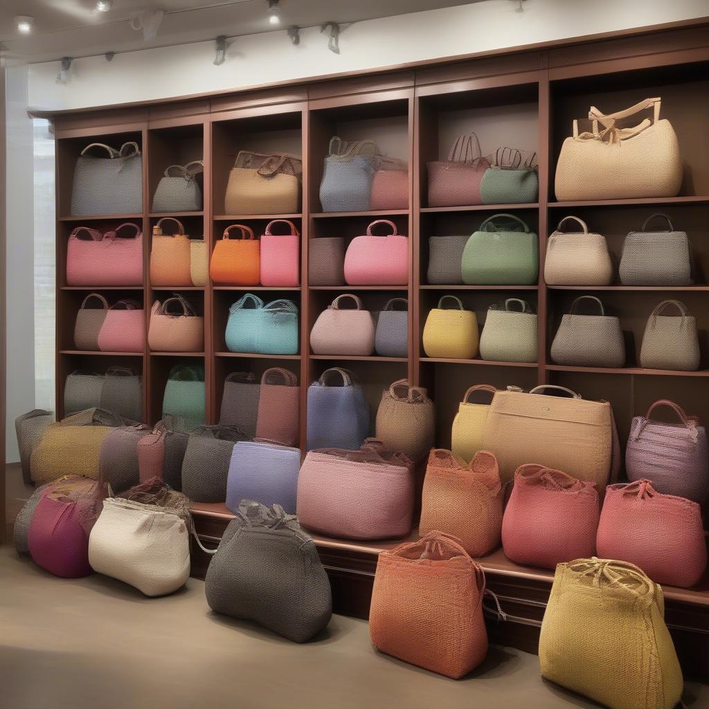 Display of Finished Weave Bags in a Boutique