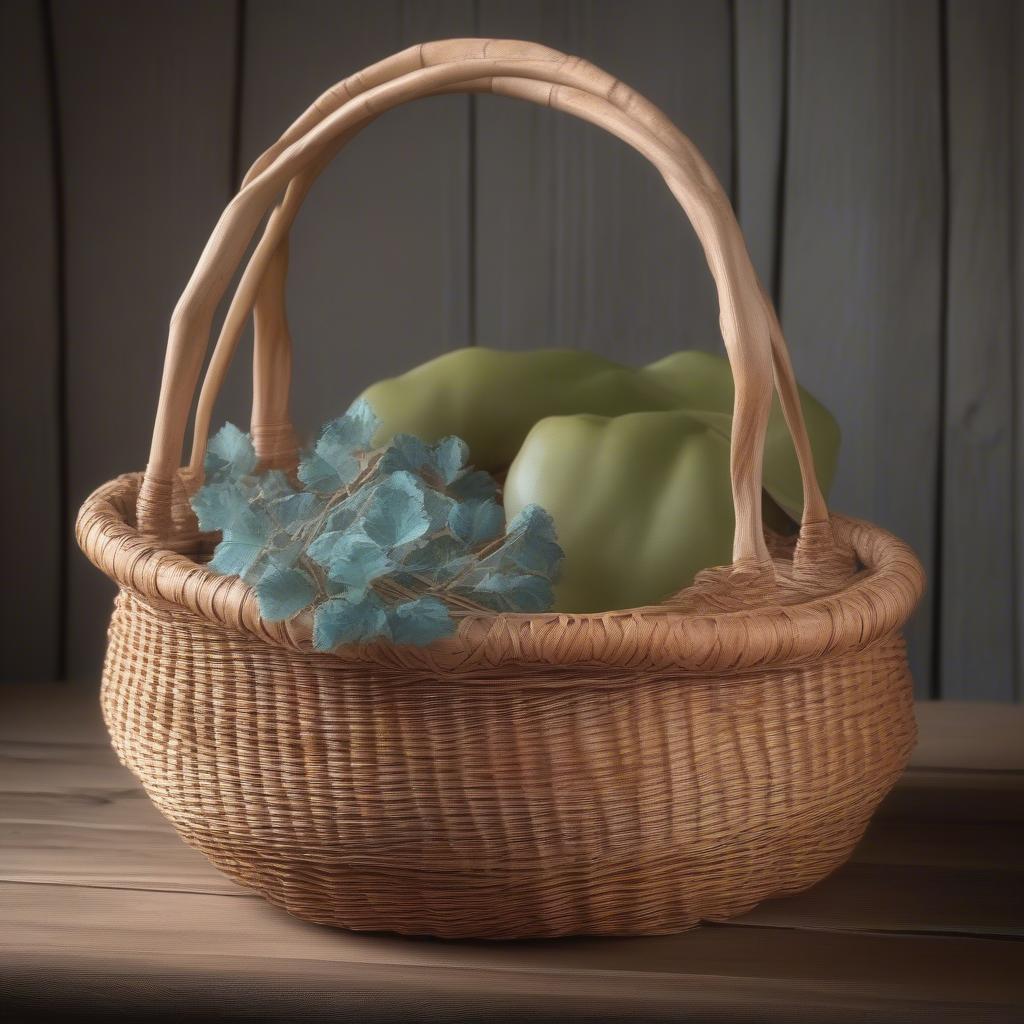 A finished wicker basket made at Clearwater Nature Center