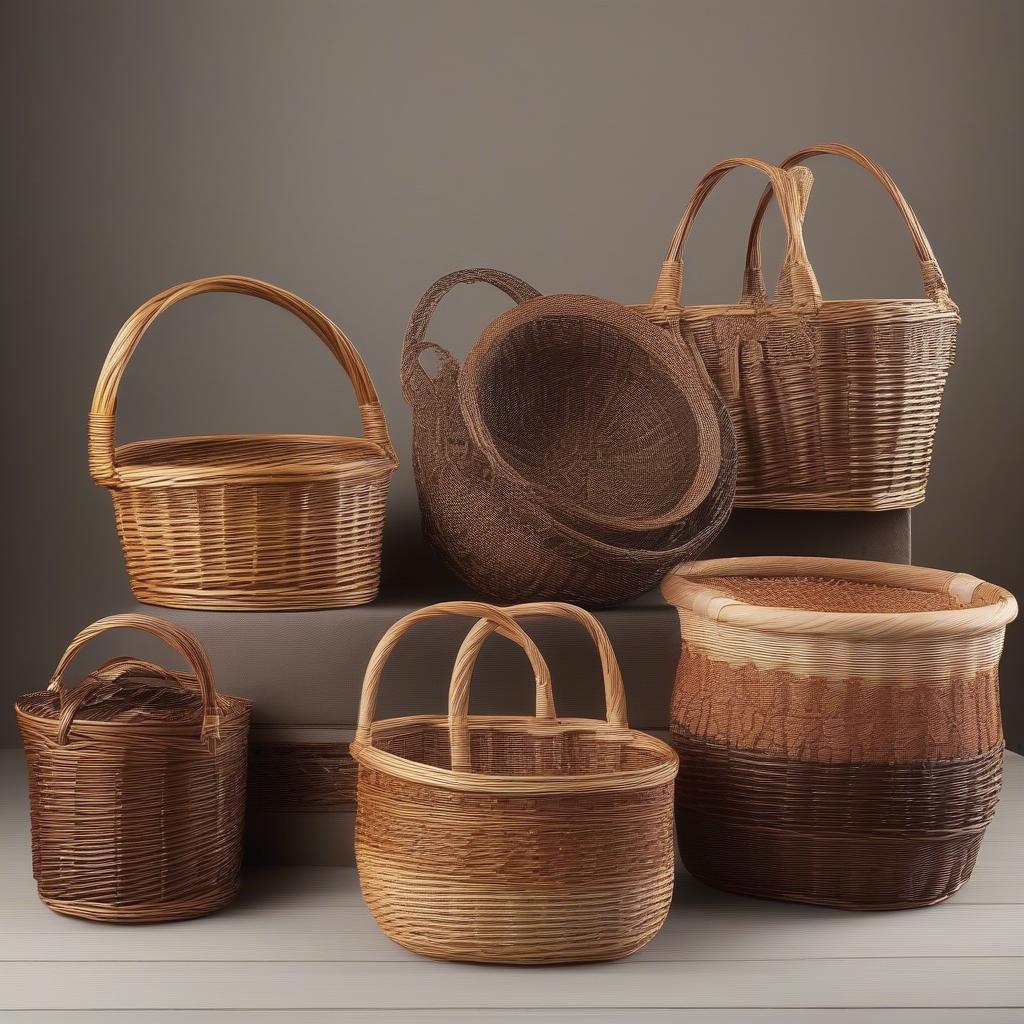 Examples of Finished Willow Baskets in Various Styles