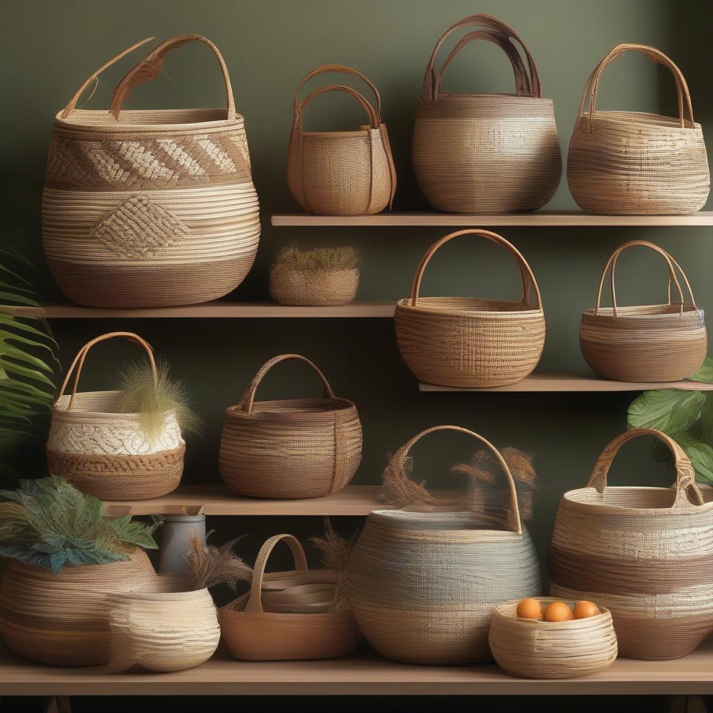 Display of Finished Woven Baskets