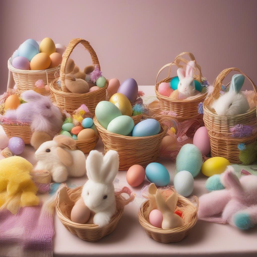 Display of Finished Woven Easter Baskets