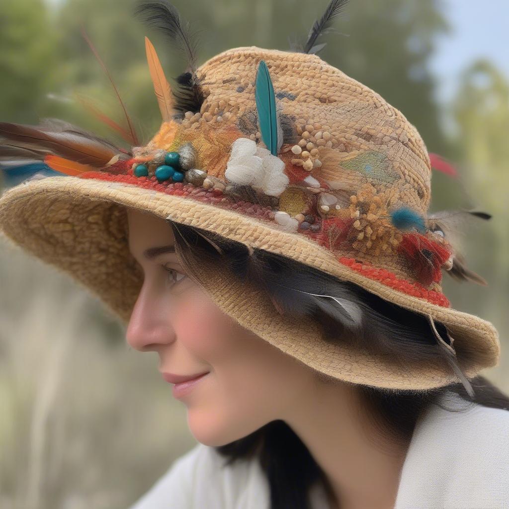 Finished Woven Hat with Embellishments