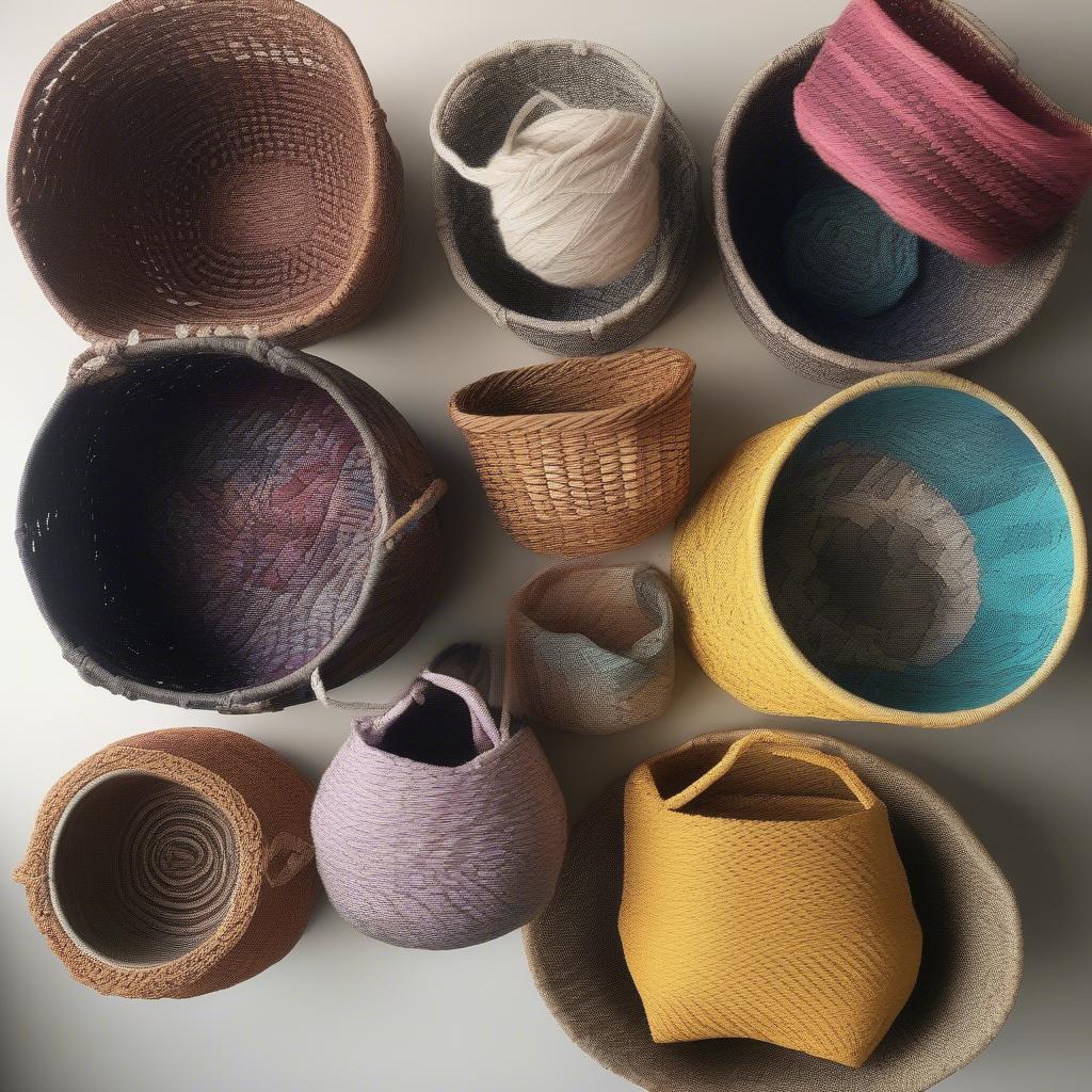 Finished Yarn Baskets in Different Styles