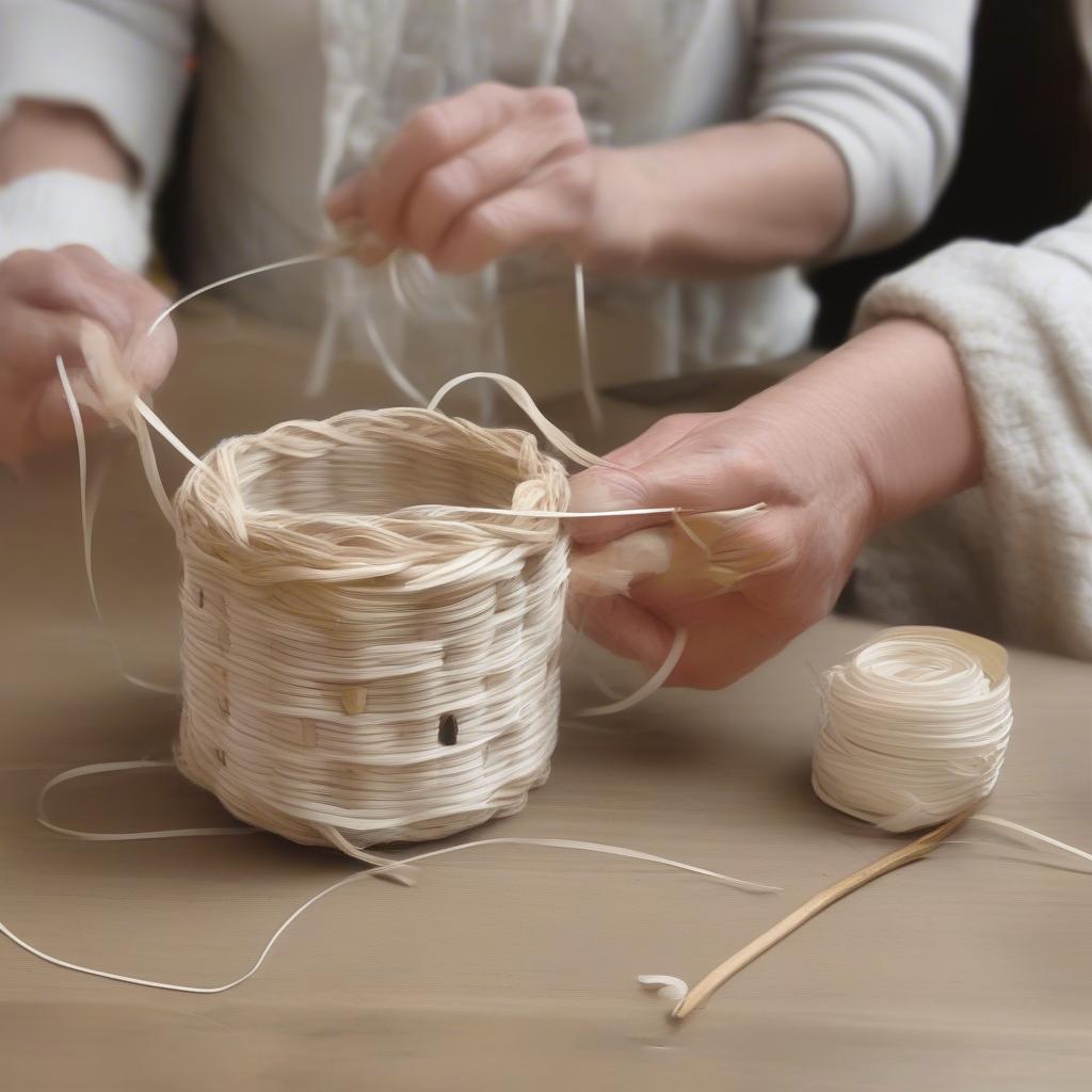 Finishing Touches on a Woven Basket