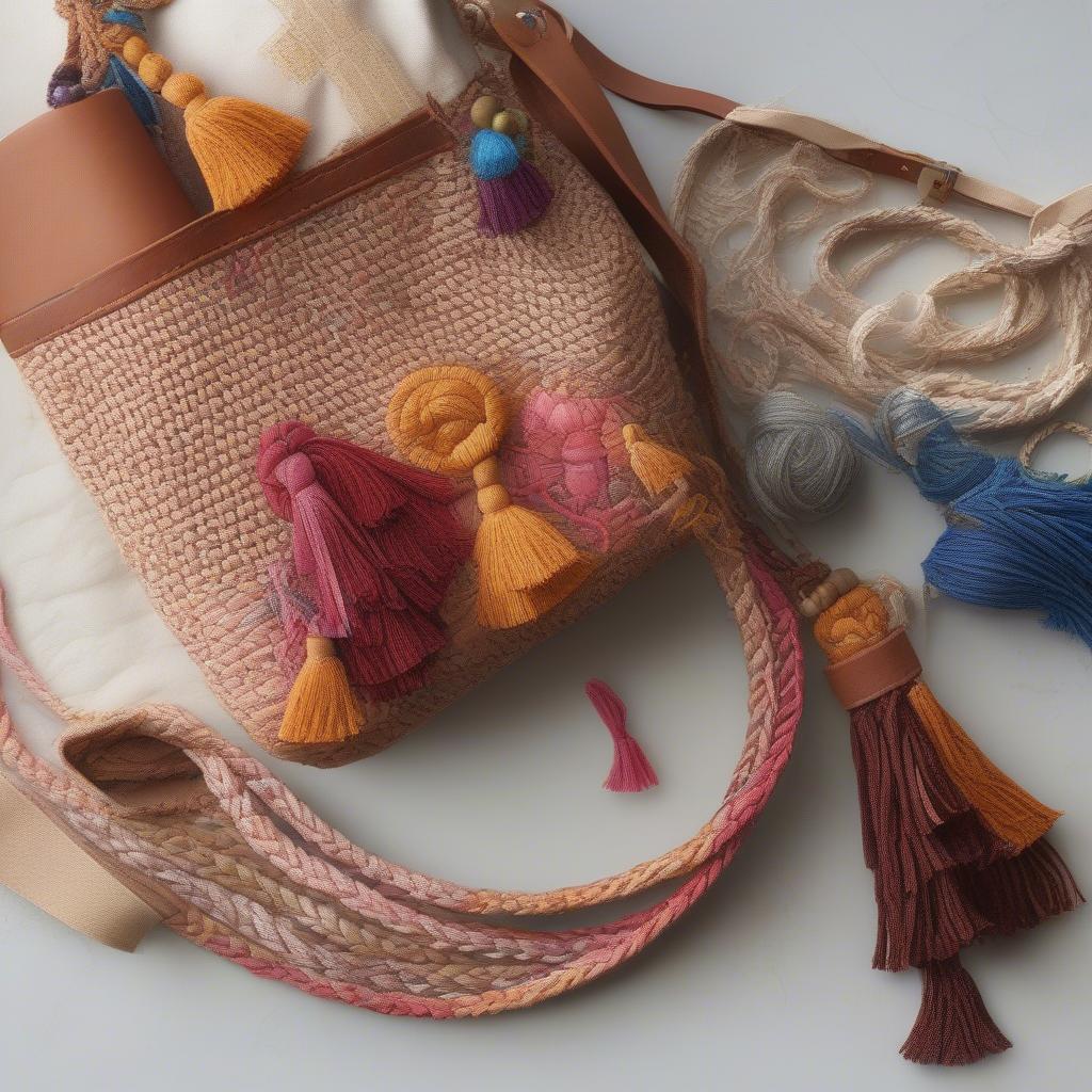 Adding finishing touches to a woven yarn bag