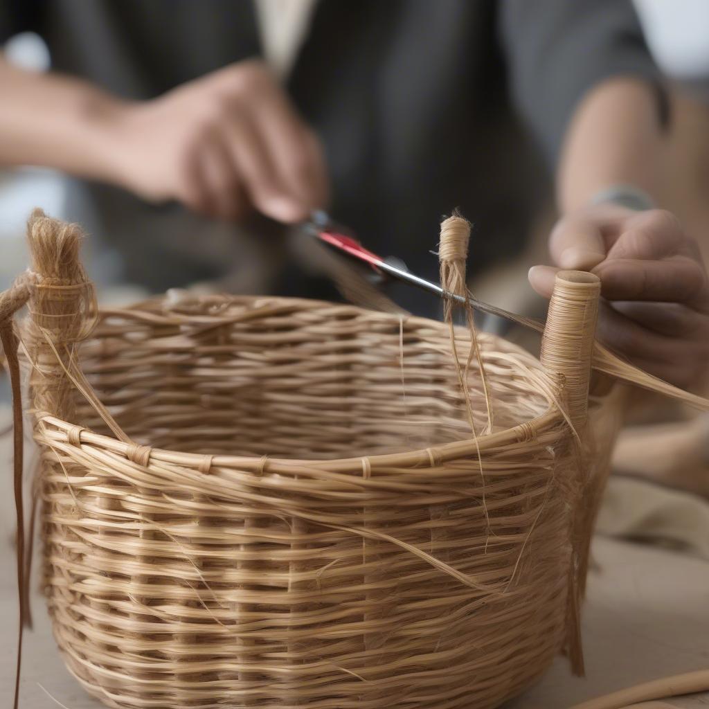 Finishing a Woven Bicycle Basket