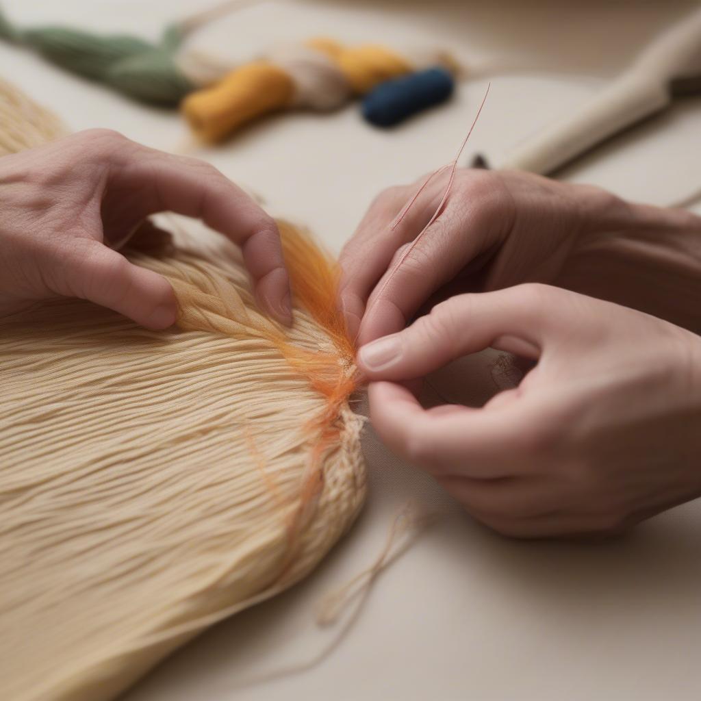 Finishing the Corn Husk Bag