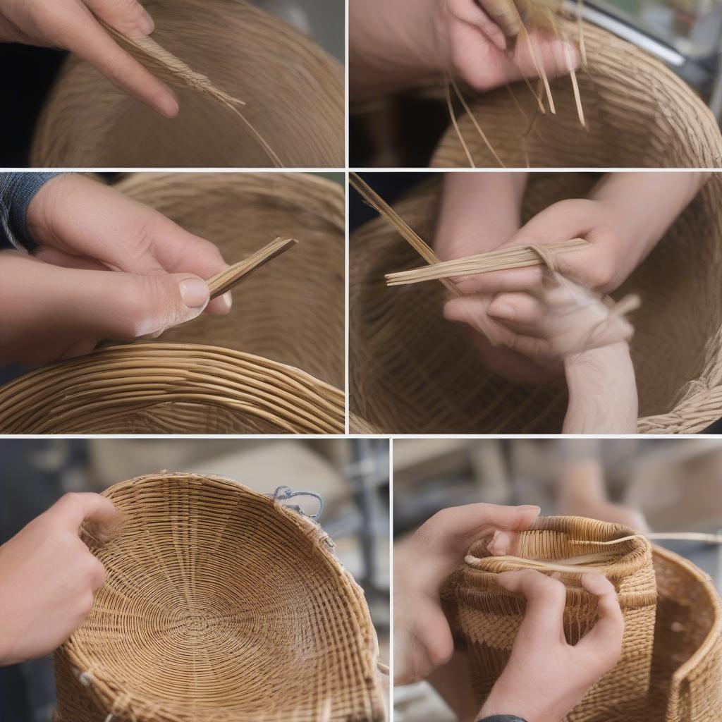 Adding Finishing Touches to a Rattan Basket