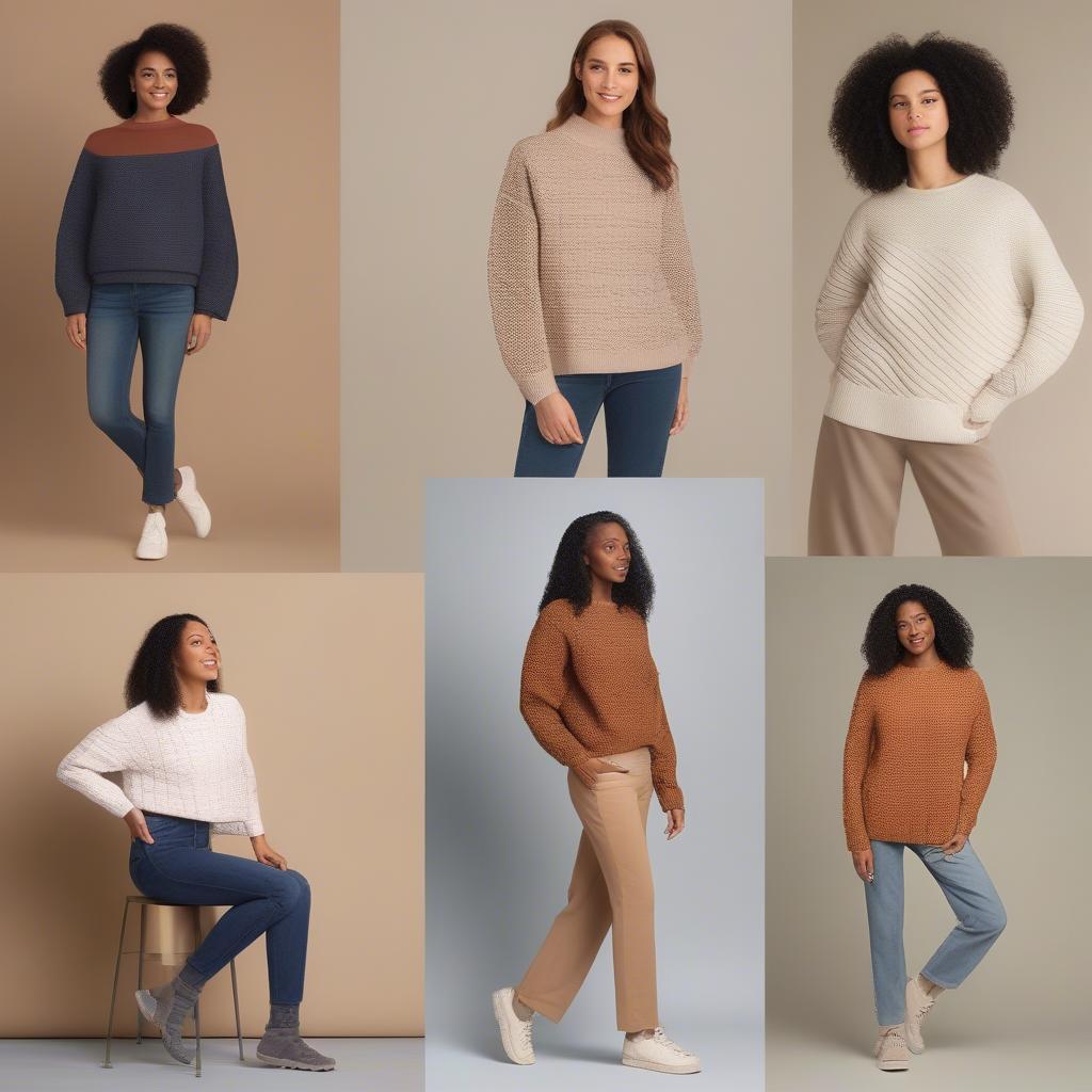 Different styling options for the flara basket weave pullover